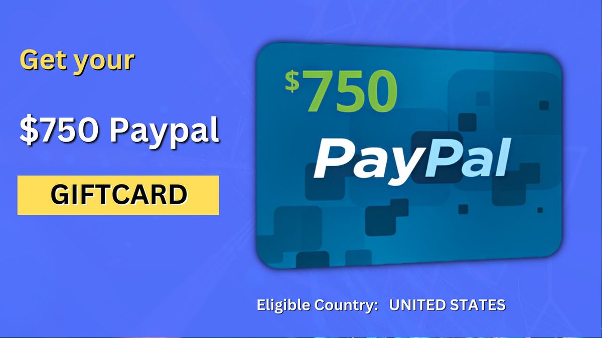 megaoffer99's tweet image. Get a PayPal Gift Card worth $750! Shop online, send money, or treat yourself with this digital gift card. Fast, secure, and convenient payments with PayPal💳💰 #PayPalGiftCard #RIL #Arizona #FightOn  #INDvsAUS 
🌍 Open to participants worldwide.
Check -&amp;gt; getyourtools.app/paypal_giftcad…