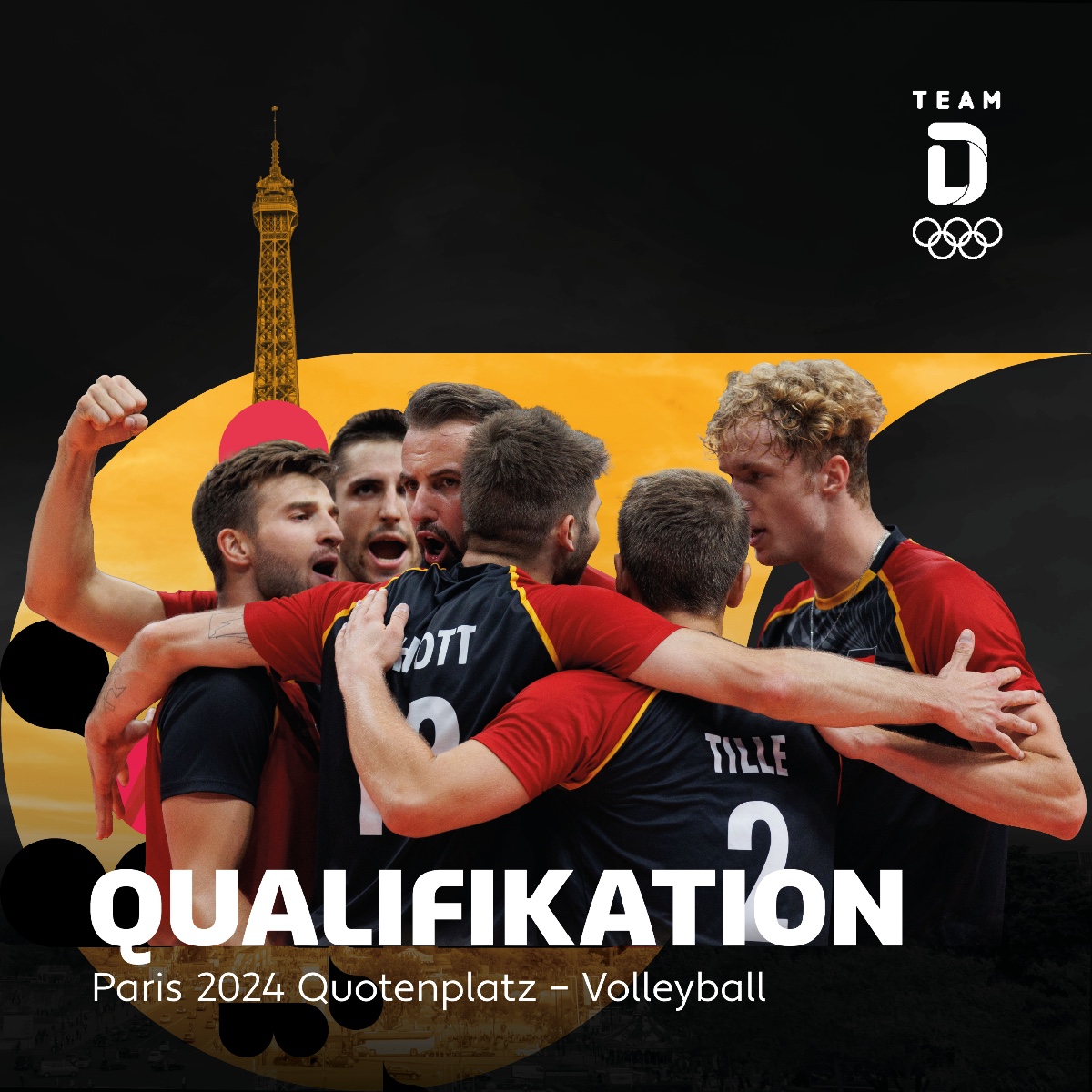 🏐 Willkommen im TeamD für #Paris2024 😍 🖤❤️💛 Die Volleyball-Männer sichern sich in der Olympia-Qualifikation gegen starke Gegner das Ticket für die Olympiade im nächsten Jahr 🔥 Glückwunsch zu dieser überragenden Team-Leistung! 👏 #TeamD #WirfuerD #Olympics #Volleyball