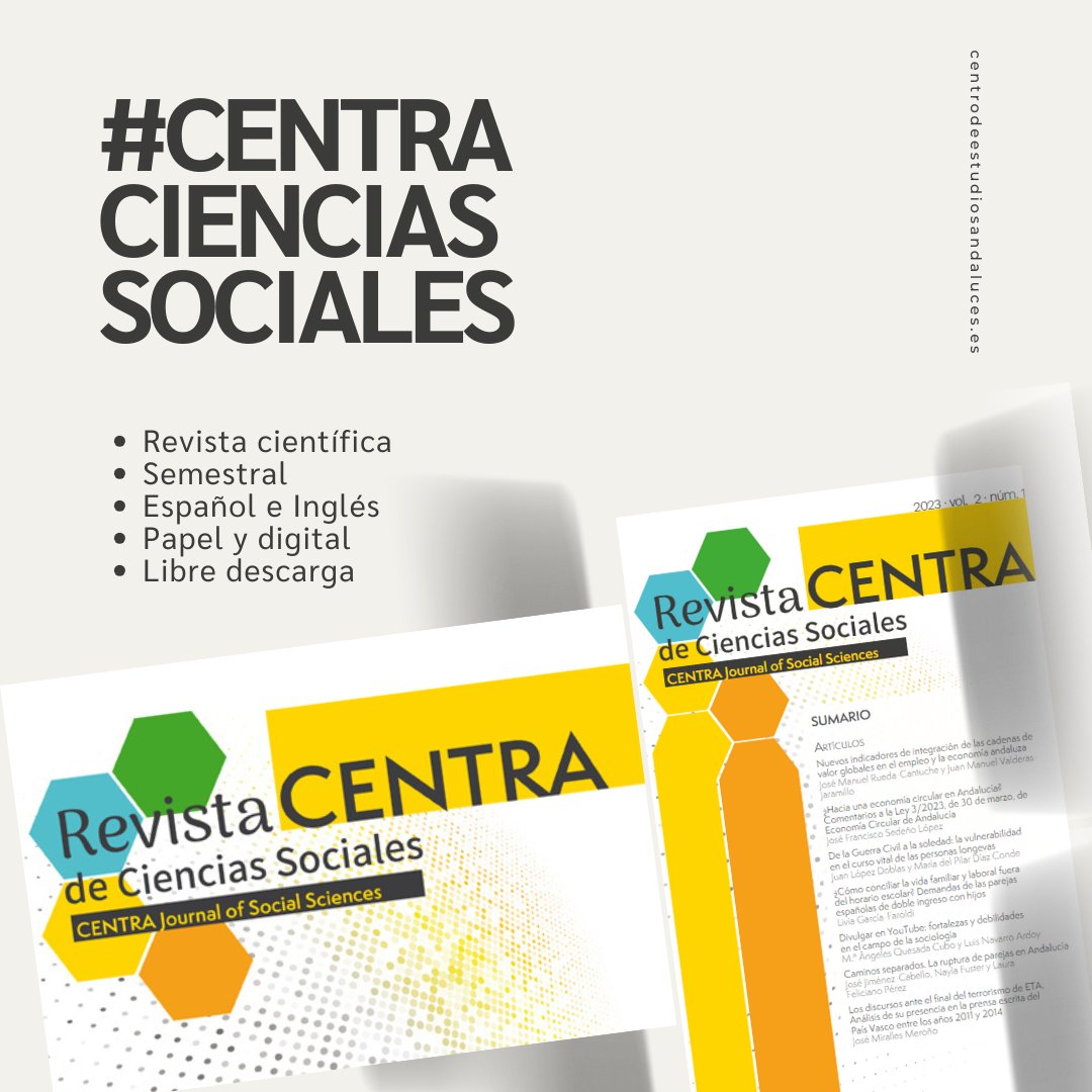 🔎 ¿Conoces la Revista #CENTRACienciasSociales?

✅ Publicación científica semestral
✅Formato papel (ESP)
✅ Formato digital (ESP- ING)
✅ De libre descarga en nuestra web
📖 Consulta las normas de publicación 
mtr.cool/pszyidxyez

#InvestigaciónCENTRA
#CienciasSociales