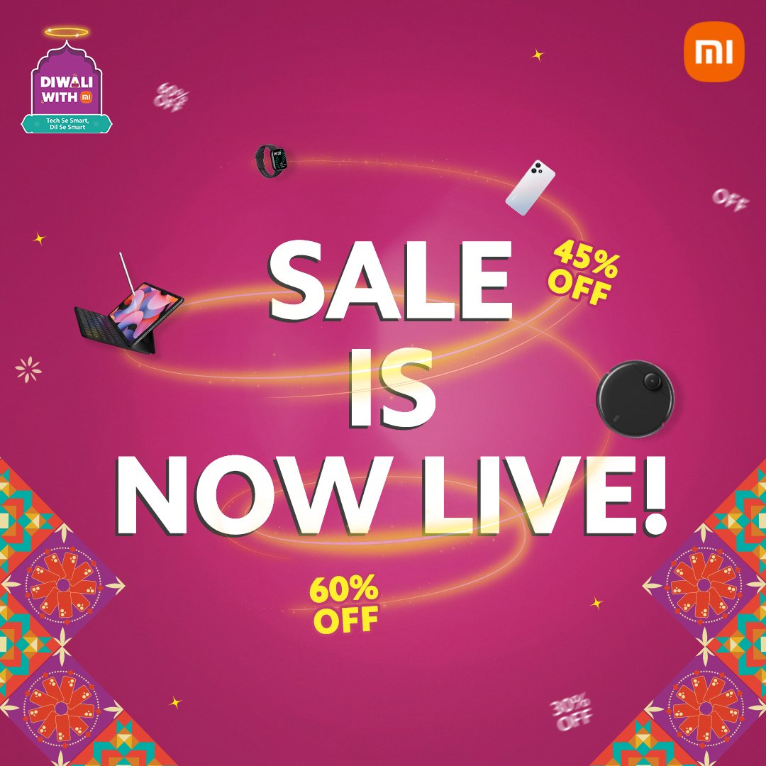 atytse's tweet image. Diwali is all about joy &amp;amp; we&apos;re adding to the festivities! 

@XiaomiIndia is live w/ Diwali Sale Offers. You can bring home all your favorite #Xiaomi Tech products at an incredible price. 

Let&apos;s make this season a celebration to remember! 
#DiwaliWithMi #TechSeSmartDilSeSmart