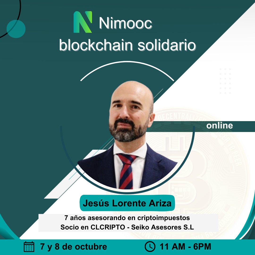 A las 16:00H estará con nosotros Jesús Lorente, socio de <a href="/CriptoLegal_Es/">CLCRIPTO | TAX & LEGAL</a> 

Seguir directo aquí: youtube.com/live/tIY2t1JYE…
