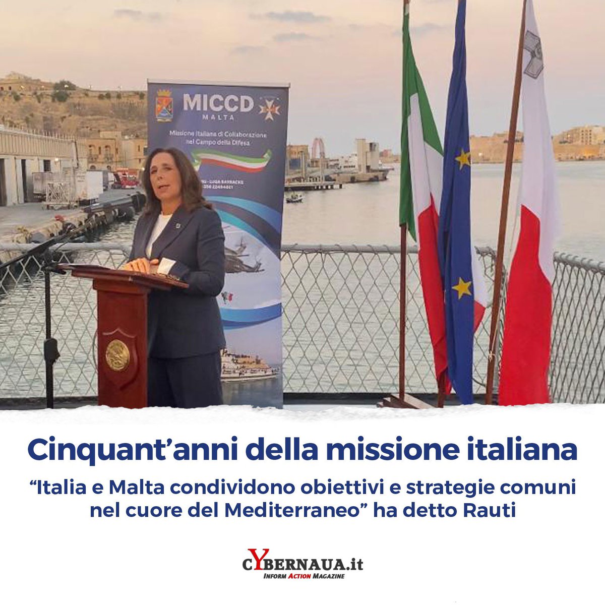 isabellarauti's tweet photo. Cinquant’anni della missione italiana
"Italia e Malta condividono obiettivi e strategie comuni nel cuore del Mediterraneo"
https://t.co/i0BNbD4KdP via @cybernaua
#malta #50esimoanniversario #missioneitaliana #difesa #miccd #navemimbelli #forzearmate #mediterraneo
@MinisteroDifesa @GuidoCrosetto @SM_Difesa @ItalyinMalta