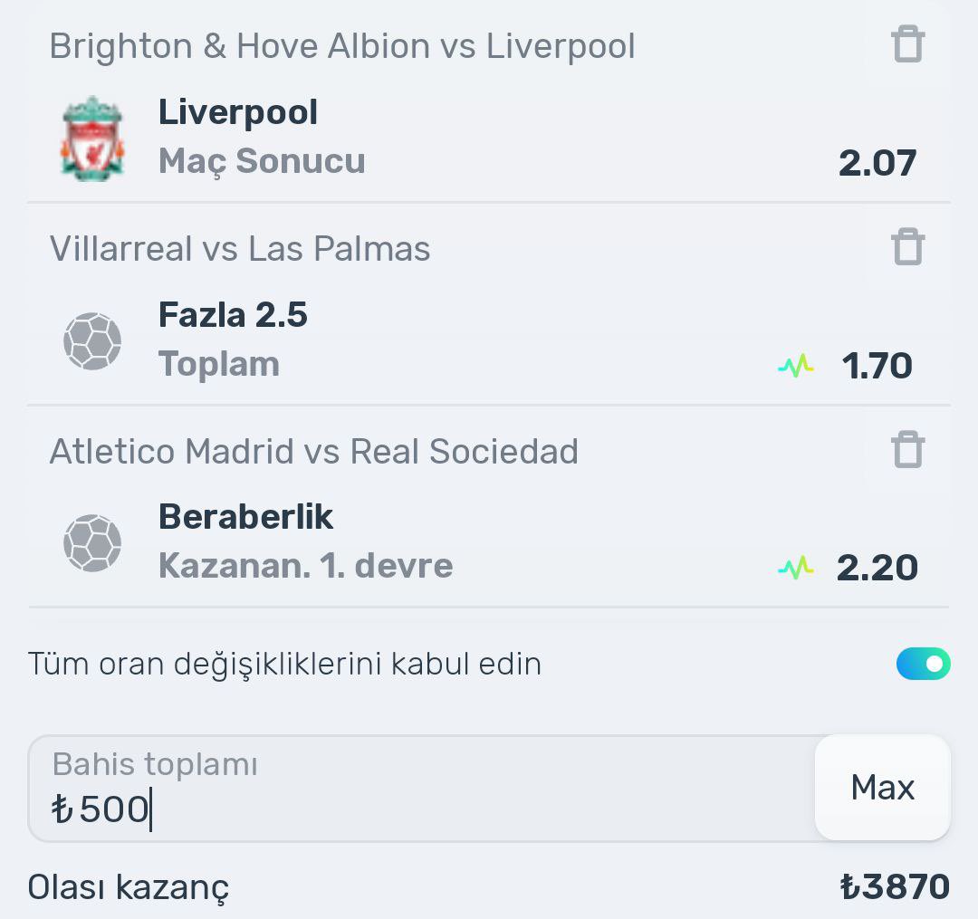 ÖDÜLLÜ KUPON ETKİNLİĞİ💫

👌 5 kişiye 100₺ Dağıtım!!!

Bahisimiz kazanır ise konuya katılım yapan 5 kişiye dağıtım olacaktır!!!