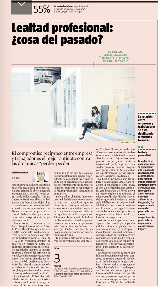 Dr Ferran Cachadiña (@fkacha) on Twitter photo Magnífic article d’ <a href="/oriolmv/">Oriol Montanyà</a> a <a href="/LaVanguardia/">La Vanguardia</a> sobre la lleialtat a les empreses i els factors que l’haurien de sostenir: flexibilitat, salari i carrera professional. Sense una lleialtat recíproca tothom hi perd #Management #empresa Magnífic article d’ <a href="/oriolmv/">Oriol Montanyà</a> a <a href="/LaVanguardia/">La Vanguardia</a> sobre la lleialtat a les empreses i els factors que l’haurien de sostenir: flexibilitat, salari i carrera professional. Sense una lleialtat recíproca tothom hi perd #Management #empresa