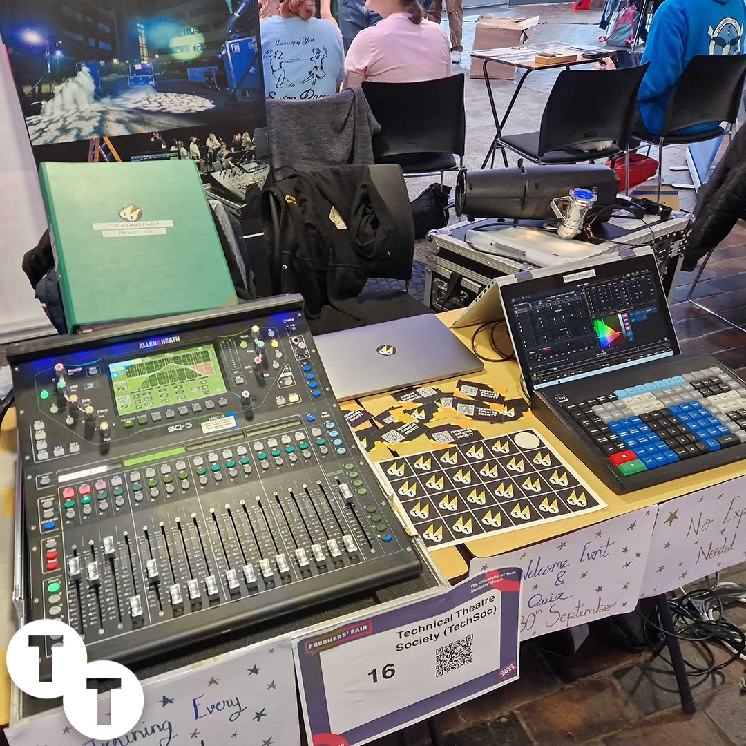 UoYTechSoc's tweet photo. Whoever said Fresher's only lasts a week - Here are some photos from a few of the events we've been involved with across campus, from Cabaret D to Fresher's Fair. If you ever see us working lights or sound, come say hi! https://t.co/Py8v6BgAtE
