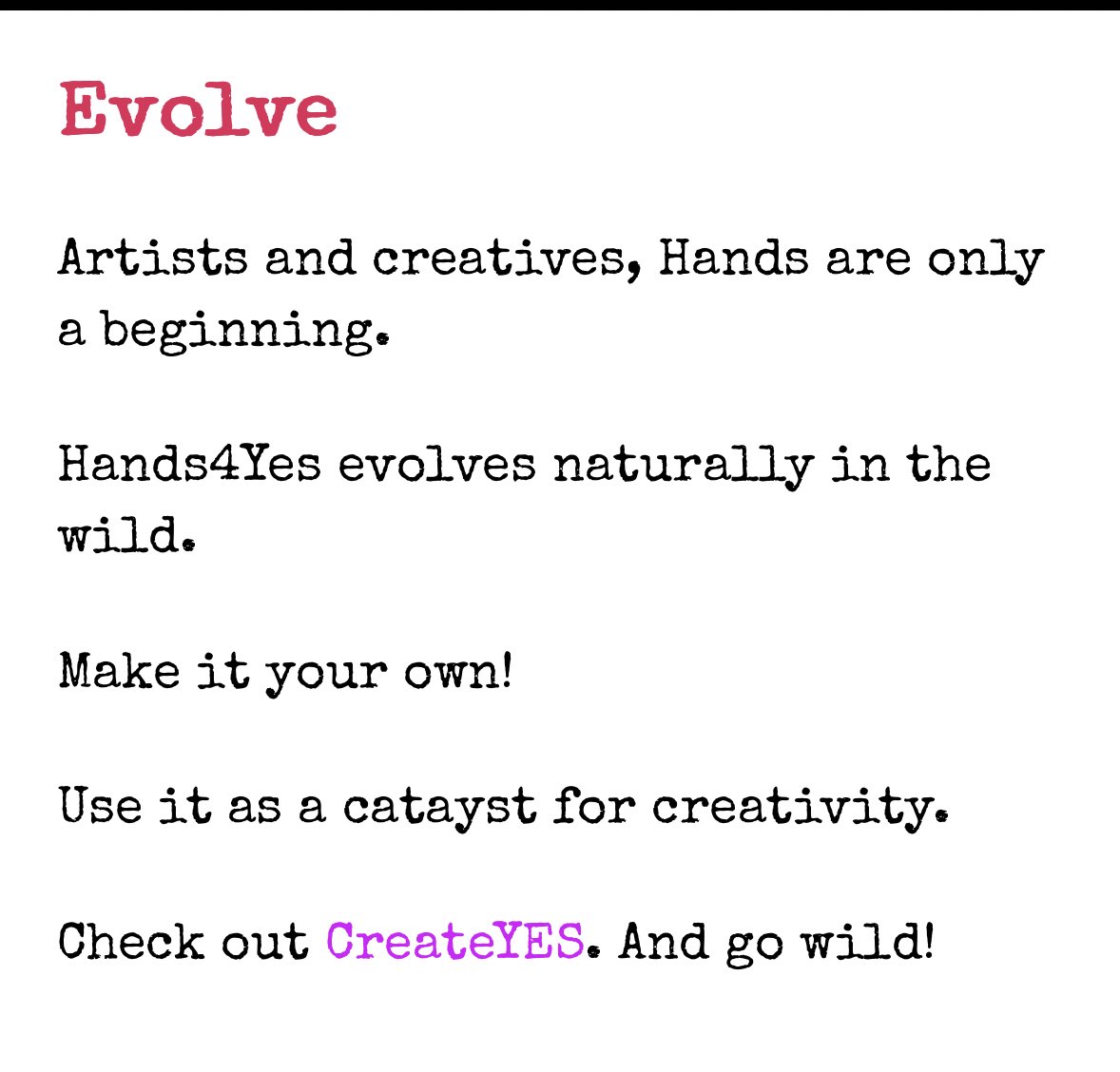 DemOnTheStreets's tweet photo. EVOLVE
“Hands4Yes evolves naturally in the wild… Use it as a catayst for creativity… Go wild!
🖤#ChalkYes
💛#CreateYes
❤️#WriteYes
✋🏾#Hands4Yes
✊🏽Connect the #DOTS
👉🏽https://t.co/xJ9E7lcNAz https://t.co/YCYVbF3JxY