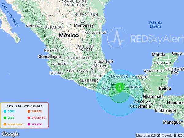 SkyAlertMx's tweet photo. #SismoFinalizado
  Intensidad 🟢“LEVE”🟢 en Salina Cruz, Oax.
  Recibiste la notificación si estás dentro de los radios de alertamiento.
  Descarga #SkyAlert: https://t.co/utcJz1LFMg
  05:13:45 - 08/10/2023 https://t.co/MK9QwWmI3m