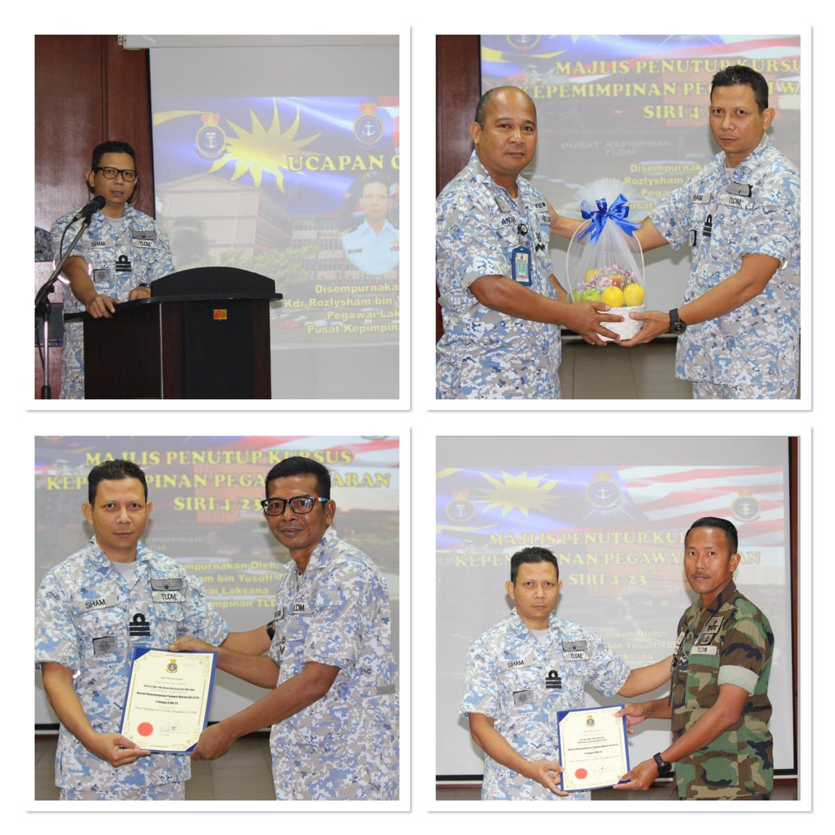 PK_TLDM's tweet photo. “Leadership is not license to do less. Leadership is a responsibility to do more.” - Simon Sinek
Majlis Penutup Kursus Kepemimpinan Pegawai Waran Siri 4/23 telah disempurnakan oleh Pegawai Laksana PK TLDM.
#KepimpinanBerintegriti
#LeadershipCenter https://t.co/kRAmnkryDN