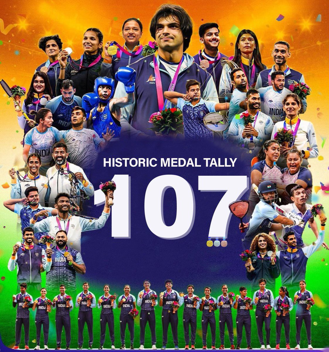 107 

ये नंबर है भारत के अभिमान का
खेलों में विजित हर प्रतिभावान का
एशियन गेम में भारत की दास्तान का
मेडल से गौरवान्वित पूरे हिंदुस्तान का

एशियन गेम्स में पदक जीतकर दुनिया जहान में हिंदुस्तान का मान बढ़ाने वाले हर खिलाड़ी को हार्दिक बधाई।