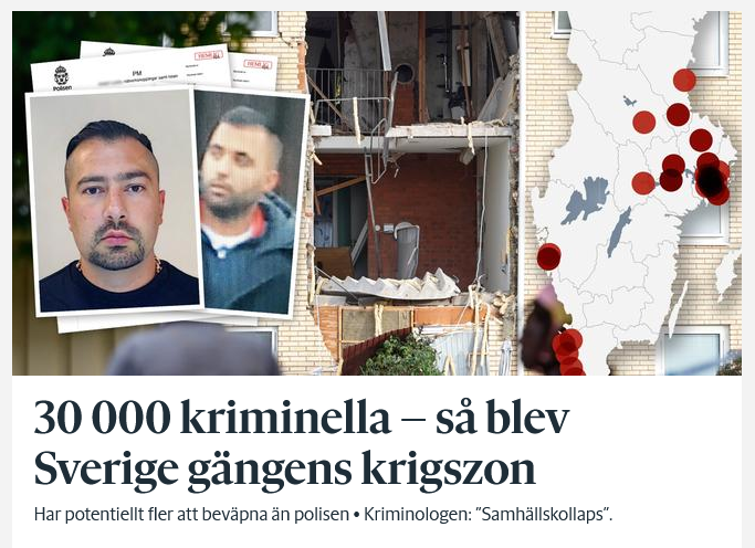 Sverigebilden08's tweet image. Gängen har därmed potentiellt fler att beväpna än polisen.

 Antalet dåd – och döda saknar motsvarighet i Europa.

–  Vi har så många problem, på så många nivåer, att man kan börja tala om en samhällskollaps, säger kriminologen Ardavan Khoshnood. #systemkollaps #migpol #svpol 🇸🇪
