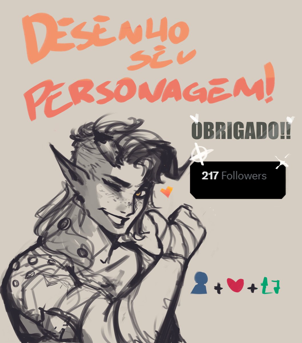 Noctysrpg's tweet image. Chegamos recentemente a 200 seguidores, e MUITO OBRIGADO!!

E como um presente para as pessoas que me seguem, vou desenhar o seu personagem de RPG!!

Mande uma imagem ou uma descrição do personagem aqui em baixo.

Para participar basta seguir e curtir o post