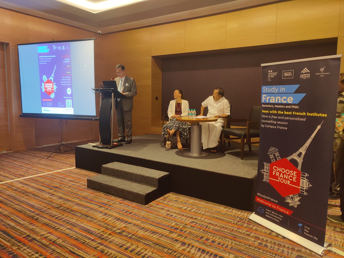 PromoAsie's tweet photo. 🔵 🔴   𝗖𝗵𝗼𝗼𝘀𝗲 𝗙𝗿𝗮𝗻𝗰𝗲 𝗧𝗼𝘂𝗿 🇮🇳
Start of the Choose France Tour in Chennai today @HyattRegencyChe !
Inauguration by H.E Thierry Mathou Ambassador-designate 🇨🇵 🇮🇳
➡️ 50 French Higher Education Institutions
📅 october 8, 2023
➡️ Next stops in Kolkata, Delhi, Mumbai https://t.co/7a219bUtvu