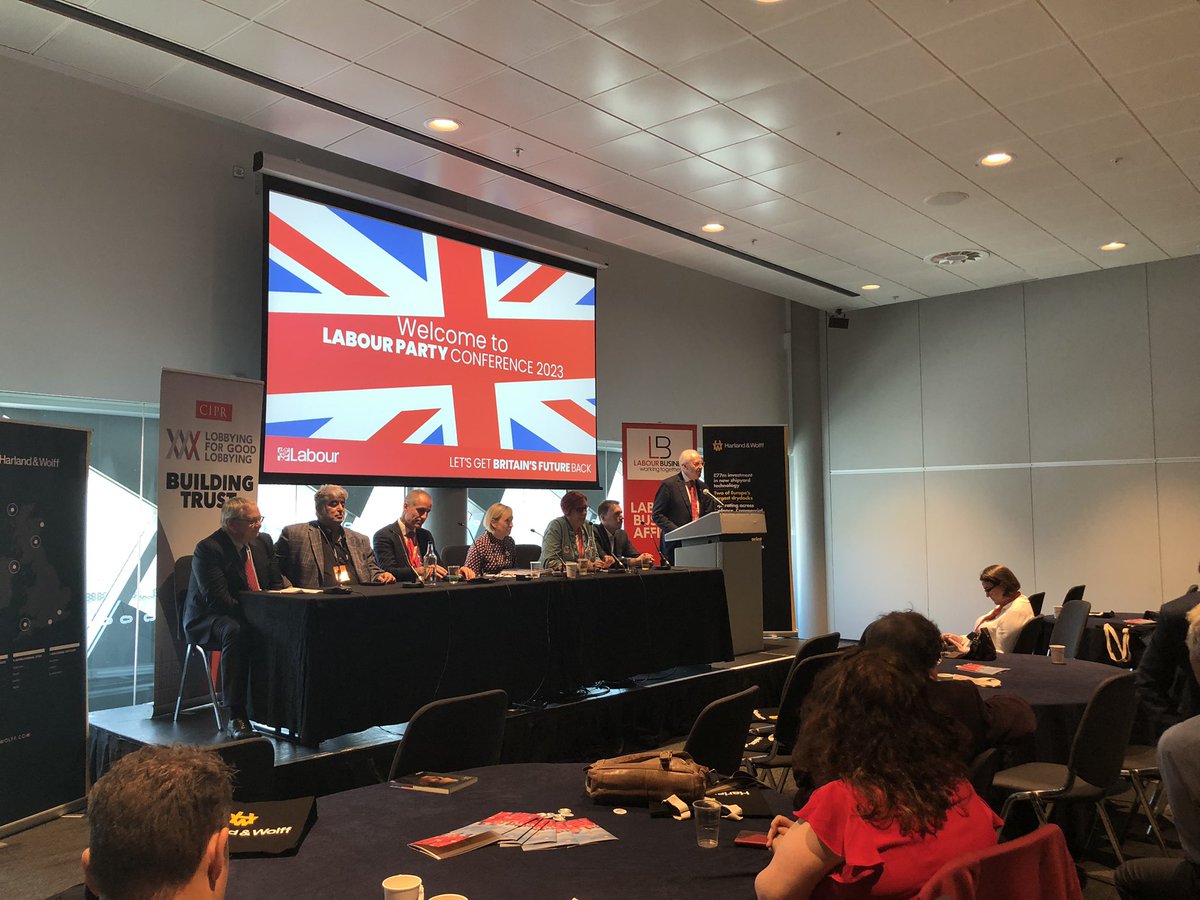 Our President-elect, @Rachael_Clamp is speaking about our Lobbying for Good Lobbying campaign at today’s @Labour_Business Welcome Briefing for Business Delegates at #LabourConference23. Proud to support the event together with @OpiniumResearch @HarlandWolffplc and @Cognizant.