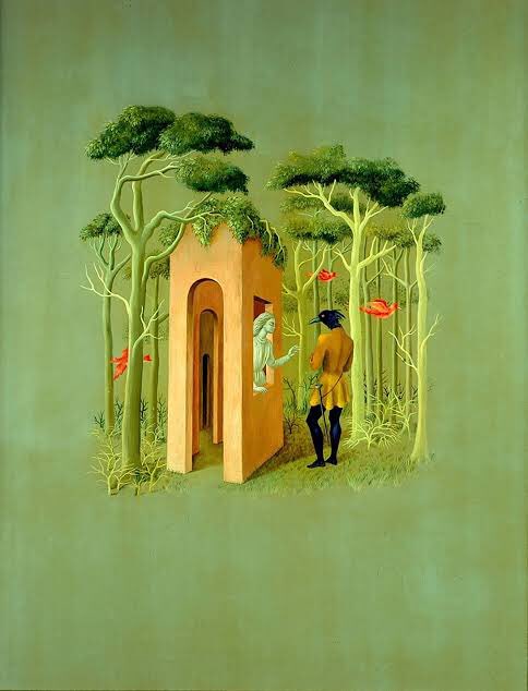 Arteymas_'s tweet photo. Remedios Varo y Uranga falleció el 8 de octubre de 1963, fue una pintora surrealista, escritora y artista gráfica española.

La obra de Varo evoca un mundo surgido de su imaginación donde se mezcla lo científico, lo místico, lo esotérico y lo mágico.

Fue una de las primeras mujeres que estudió en la Real Academia de Bellas Artes de San Fernando de Madrid. En 1932 se estableció en Barcelona, donde trabajó como diseñadora publicitaria, sumándose al grupo surrealista catalán Logicofobista. En 1937 viajó a París junto al poeta surrealista francés Benjamin Péret y en 1941, con la llegada de los nazis a la capital francesa, se exilió a México. Nunca regresó a España.

Contrariamente a lo que se cree y da por sentado, Remedios Varo nunca adquirió la nacionalidad mexicana, conservando su nacionalidad española, aunque jamás quiso regresar a su tierra natal, a diferencia de su amiga Leonora Carrington quien sí se nacionalizó en el país americano.

1.- La creación de las aves de 1957. 

2.- Mujer saliendo del psicoanalista de 1960. 

3.- Papilla Estelas de 1958. 

4.- El jardín del amor de 1951.