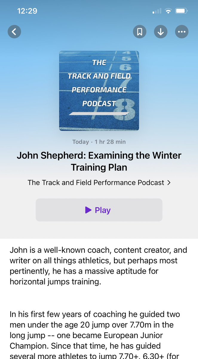 I was a guest on Colm Bourke’s Track &amp; Field Performance podcast - we talk about many things including how to train speed all year round, why tempo training and even circuits can be a waste of time.
Keep@is specific and fast! 
podcasts.apple.com/gb/podcast/joh…