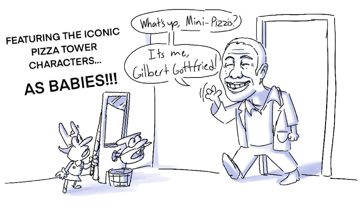 grappodango's tweet photo. new show where Gilbert Gottfried takes care of noise and noisette as babies
#pizzatower #Pizzatowerfanart https://t.co/2cyXuJwKcs