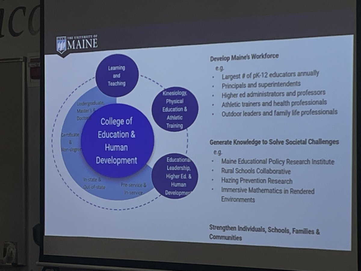 EdLeadersMaine's tweet photo. #MuClass session began with a @UMaine greeting from Dr. Joan Ferrini-Mundy. Discussions about demand for engineers in Maine, @UMaine_COEHD efforts to strengthen and support educator WF & groundbreaking R&D, Technology & innovation at ASCC. #BioHome #CollegeOfOurHeartsAlways https://t.co/4Ey1pxAkJk
