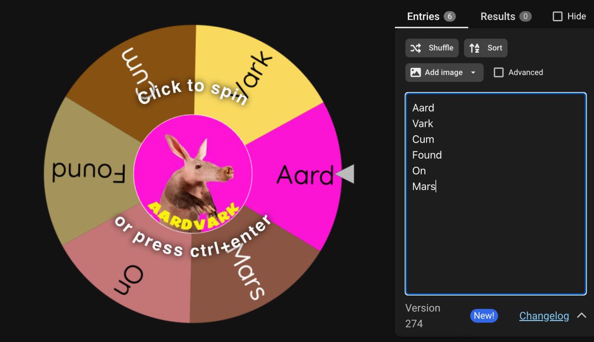 AardvarkCoin's tweet photo. 🎡AARDVARK WHEEL OF FORTUNE🎡

The Aardvark Ministry of Propaganda is hosting a lottery, there is a few things you need to do to be eligible.

1) Rock a Non Fungible Aardvark on Twitter and TG as your profile picture. 
Optional: Add 👁🐽👁 next to your Twitter name.
2) Raid with us and $ARDVRK on Twitter.
3) Wear the Aardvark with pride!!!
4) Comment under this tweet with your TG @ 

There will be 2 spins:
1st SPIN Determines winner
2nd SPIN Determines prize

Prizes include $ARDVRK $ETH and N.F.A.s 

The lottery takes place unannounced  at random times throughout the week, to prevent anyone from fooling the system.

The wheel we will be using is: https://t.co/YVdjWSOEiz

May the Aardvark Gods bless your luck!