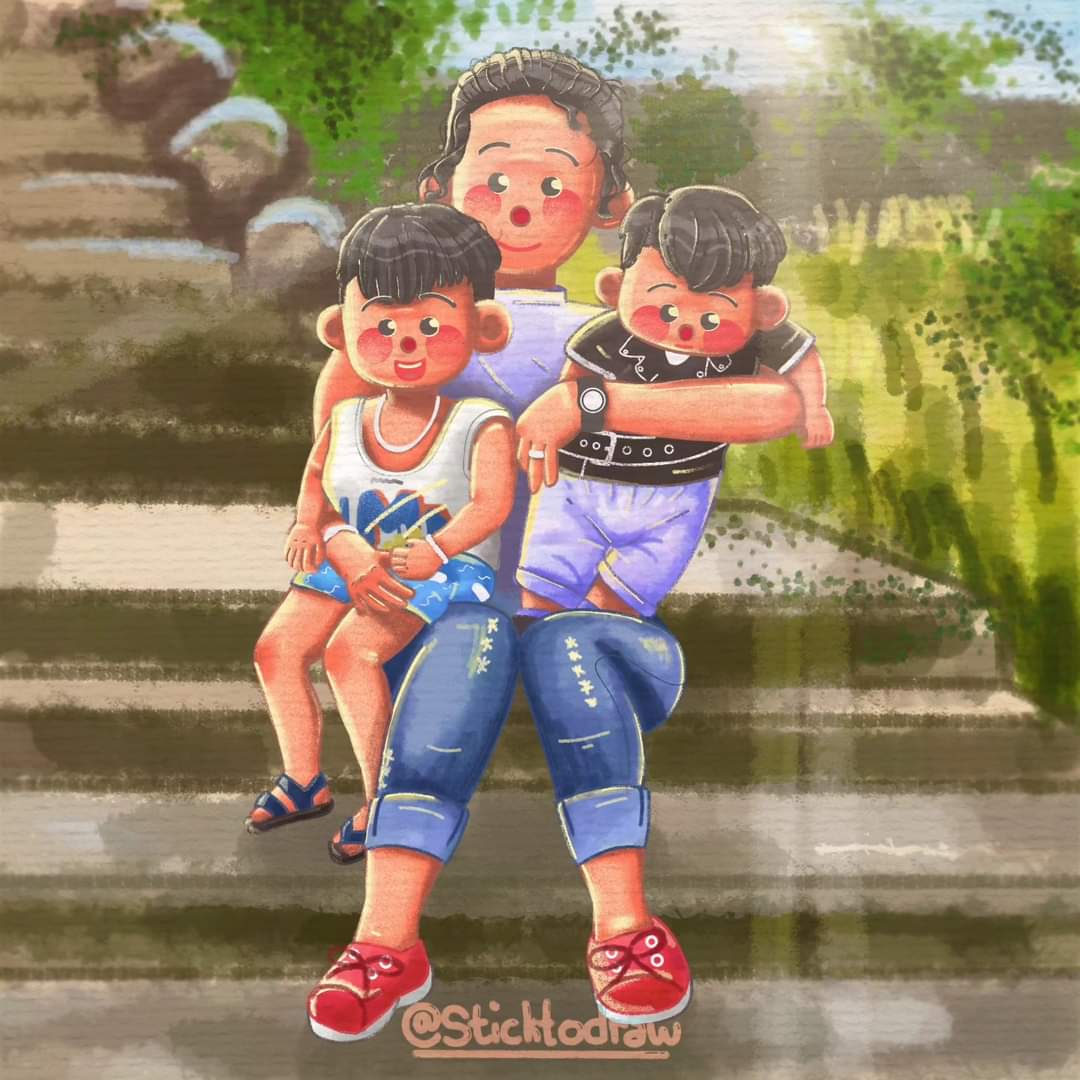 sticktodraw's tweet photo. Maricris with her 2 sons (Commission art) ✨
Still looking for artmoots 🌸
.
.
#sticktodraw #digitalart #digitalillustration #art #illustration #couple #cartoonstyle #artmoots #ArtistOnTwitter https://t.co/v6FQf92GBL