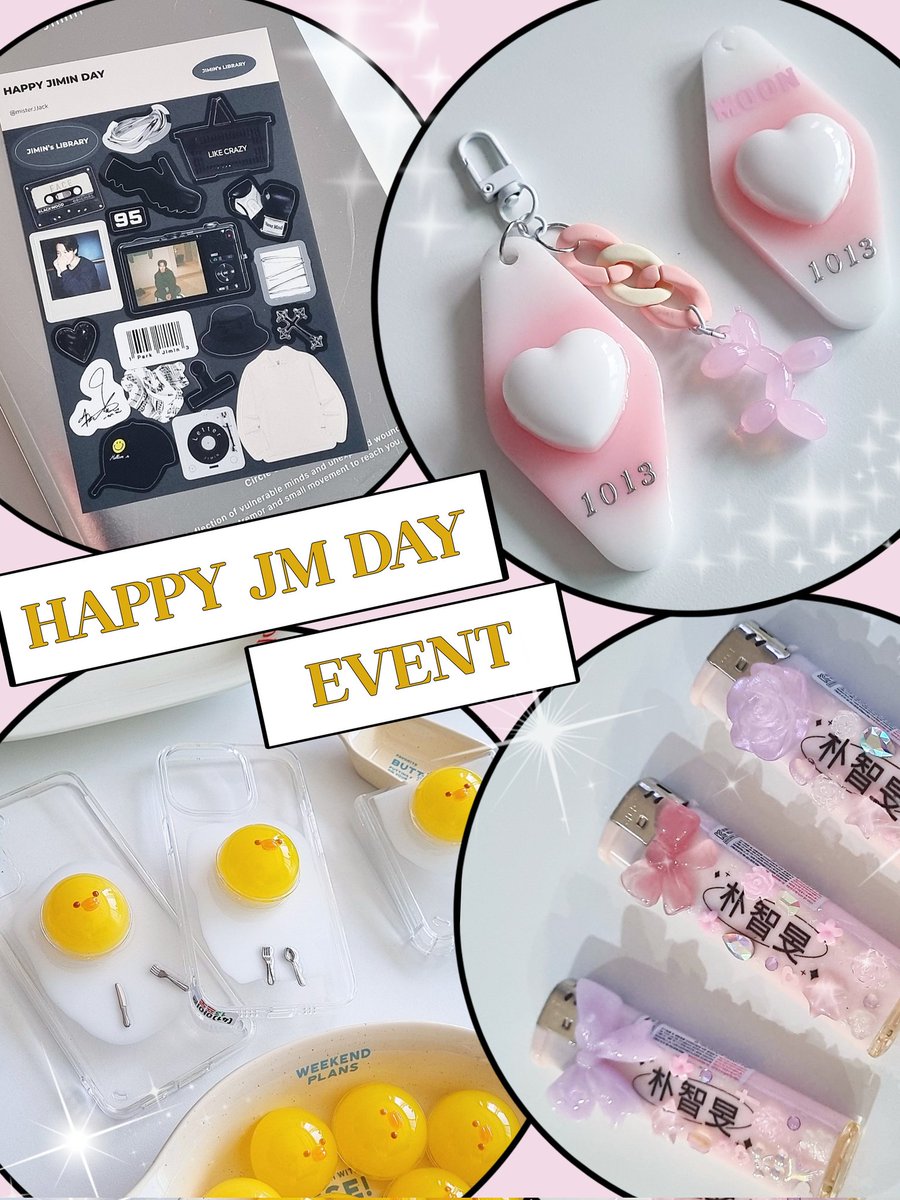 misterJJack's tweet photo. ✩⡱ HAPPY JM DAY EVENT ✩⡱

⛤ 지민오브젝트 스티커 + 호텔moon키링 + 계란찜케이스,그립톡 + 쁘띠민라이터 

⛤ RT 추첨 13명께 보내드립니다

⛤ 개인정보 필요

스티커 제작에 도움 주신 @honeymanggae 님 라이터 제공해 주신 @hangilzza 님 감사 드려요♡ https://t.co/NPNxMUpFDz