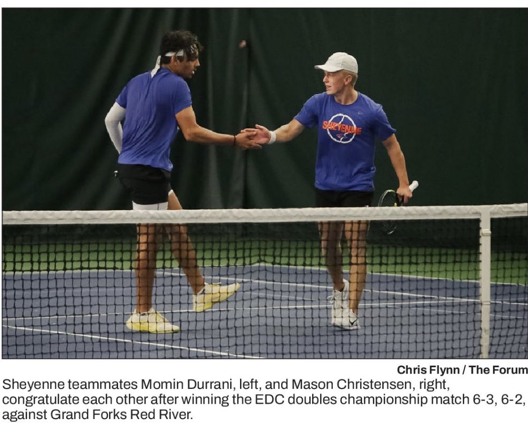 Great article featuring Stang golfer <a href="/mChristensen28/">Mason Christensen</a> in today’s Forum! 

Mason and his doubles partner Momin Durrani are 🎾EDC Champs🎾

Love the positive vibes⬇️

Good luck next week! Take home the 🏆