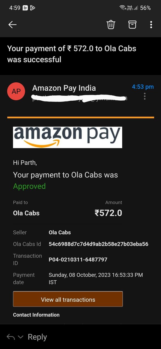 PChatrabhuji's tweet photo. @ola_supports @Olacabs @bhash 

My ride total was 158 and I was charged 572. I have been trying to check this with the support but they have been useless.

Can someone check and refund the extra amount? https://t.co/imGf4g9NTH
