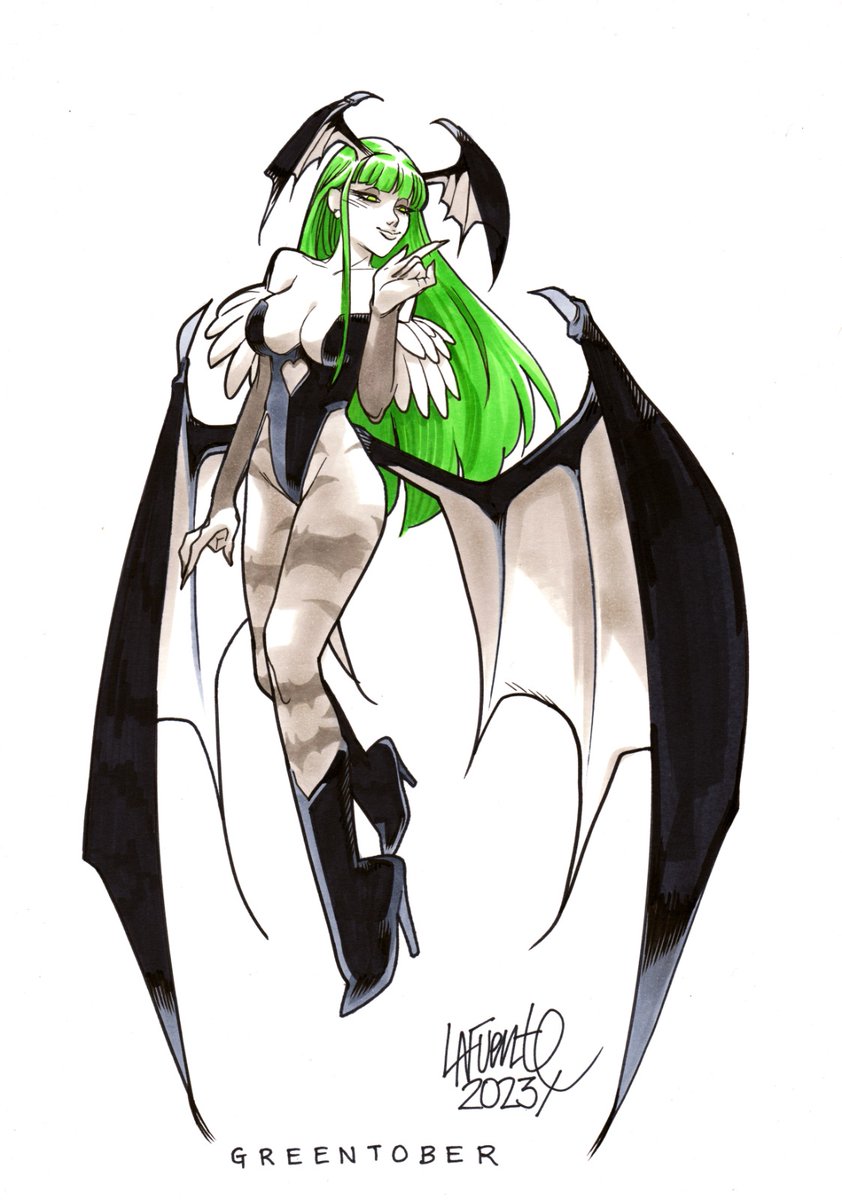 Lafuente_RIP's tweet photo. Just in case you missed this
#capcom #morrigan #darkstalkers #greentober #inktober2023 https://t.co/EqaIPintnA