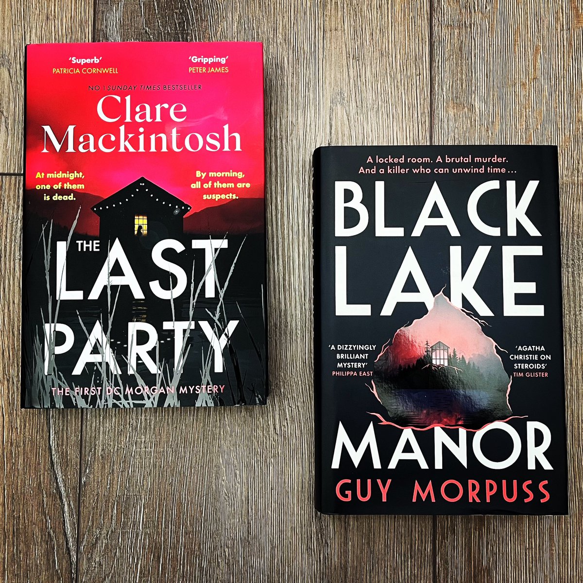 I was checking out my ever-growing TBR pile and noticed the spooky similarities between the cover designs of these two books - #TheLastParty by <a href="/claremackint0sh/">Clare Mackintosh</a> and #BlackLakeManor by <a href="/guymorpuss/">Guy Morpuss</a>.

Both have gorgeous colours, striking fonts and ominous pictures to draw you in! 🕵️‍♀️