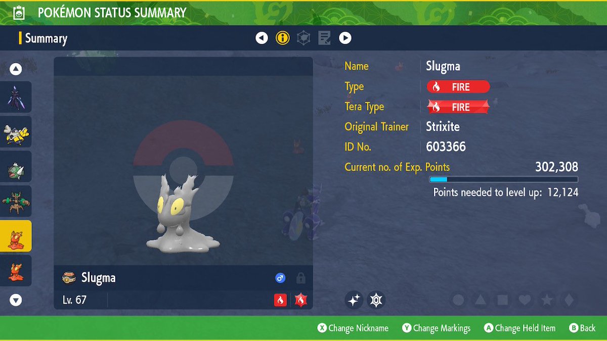 Strixite's tweet image. 2x Shiny #Slugma!! 

My first #ShinyPokemon found in the #Kitakami region during a Slugma Mass outbreak, A tidy shiny! ✨ 

#ShinyHunting #ShinyLivingDex #PokemonScarletViolet #DLC