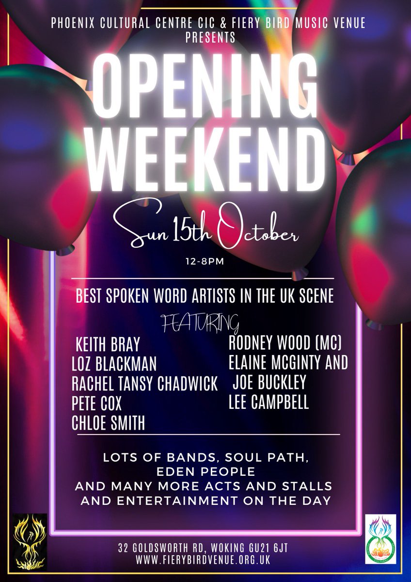 Next weekend! Sat 14/Sun 15 October 12pm onwards! WE ARE OPENING! great bands/spoken word/street food/community groups/cafe/workshops!! <a href="/OurSoundscene/">OurSoundscene</a> <a href="/Woking_NewsMail/">Woking News & Mail</a> <a href="/RadioWoking/">Radio Woking</a> <a href="/BBCSurrey/">BBC Surrey</a> <a href="/musicvenuetrust/">Music Venue Trust</a> <a href="/surreylive/">SURREY LIVE NEWS</a> <a href="/right_hereUK/">We're Right Here: the campaign for community power</a> #community #woking <a href="/RSASouthEast/">@RSASouthEast</a> @peoplesbiz