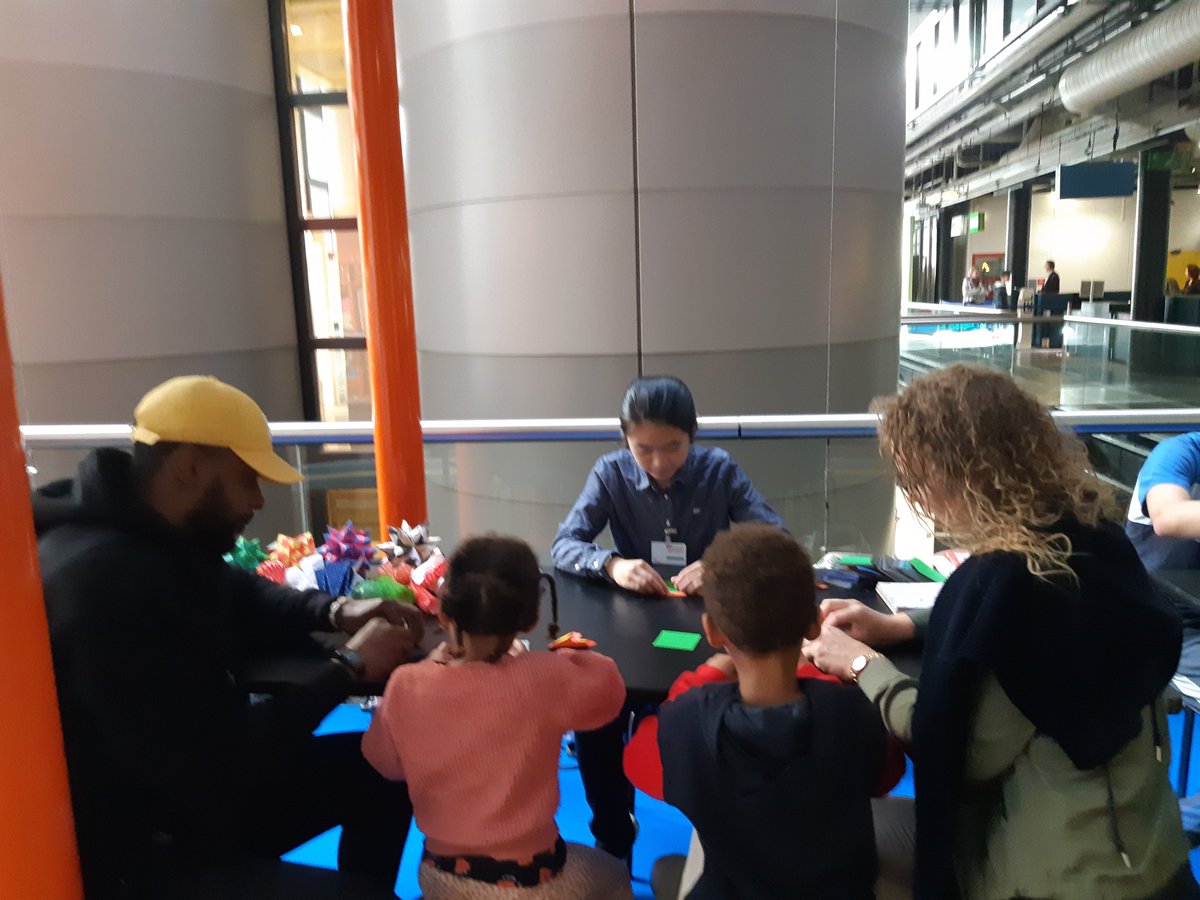 Mathalors's tweet photo. #FDS2023 @lesmathsenscene  a @citedessciences avec les divers ateliers #origami Amélie 
#anamorphose avec @braun24006603, Sami
#calissons de @OLonguet par @HalougiL   
#Magie avec JB aubin 
#3D  #pavage avec Samuel Lelievre
#Kirigami @GuillaumeSaes https://t.co/LZaj5FxLMY