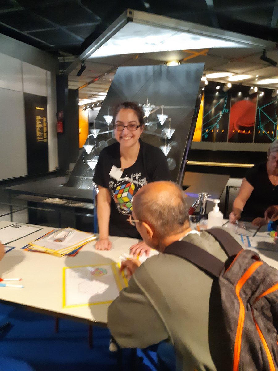Mathalors's tweet photo. #FDS2023 @lesmathsenscene  a @citedessciences avec les divers ateliers #origami Amélie 
#anamorphose avec @braun24006603, Sami
#calissons de @OLonguet par @HalougiL   
#Magie avec JB aubin 
#3D  #pavage avec Samuel Lelievre
#Kirigami @GuillaumeSaes https://t.co/LZaj5FxLMY