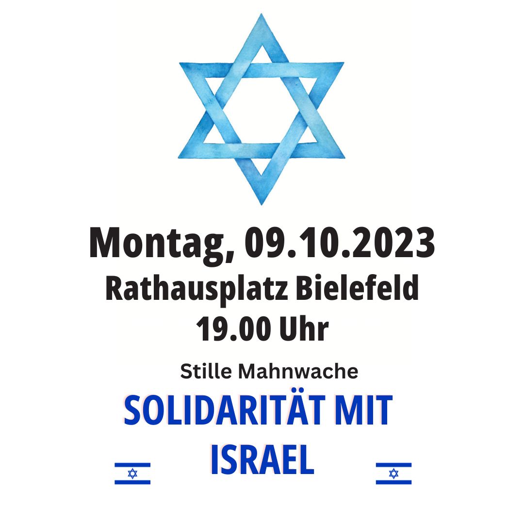 Solidarität mit Israel. Montag, 19.00 Uhr, Rathausplatz. #Bielefeld 🇮🇱