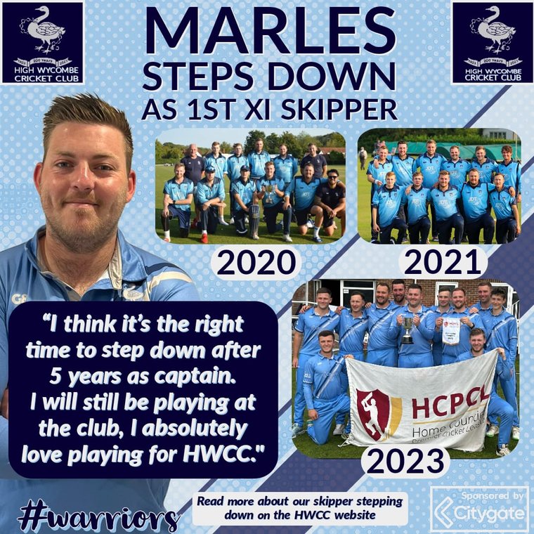 Dan Marles Steps Down As 1XI Captain Following A Successful Campaign

We'd like to thank Dan Marles for his time as skipper and the way he's taken the club forward for a positive future. 

Please join us in thanking him through a like, comment or share.
hwcc.co.uk/news/dan-marle…