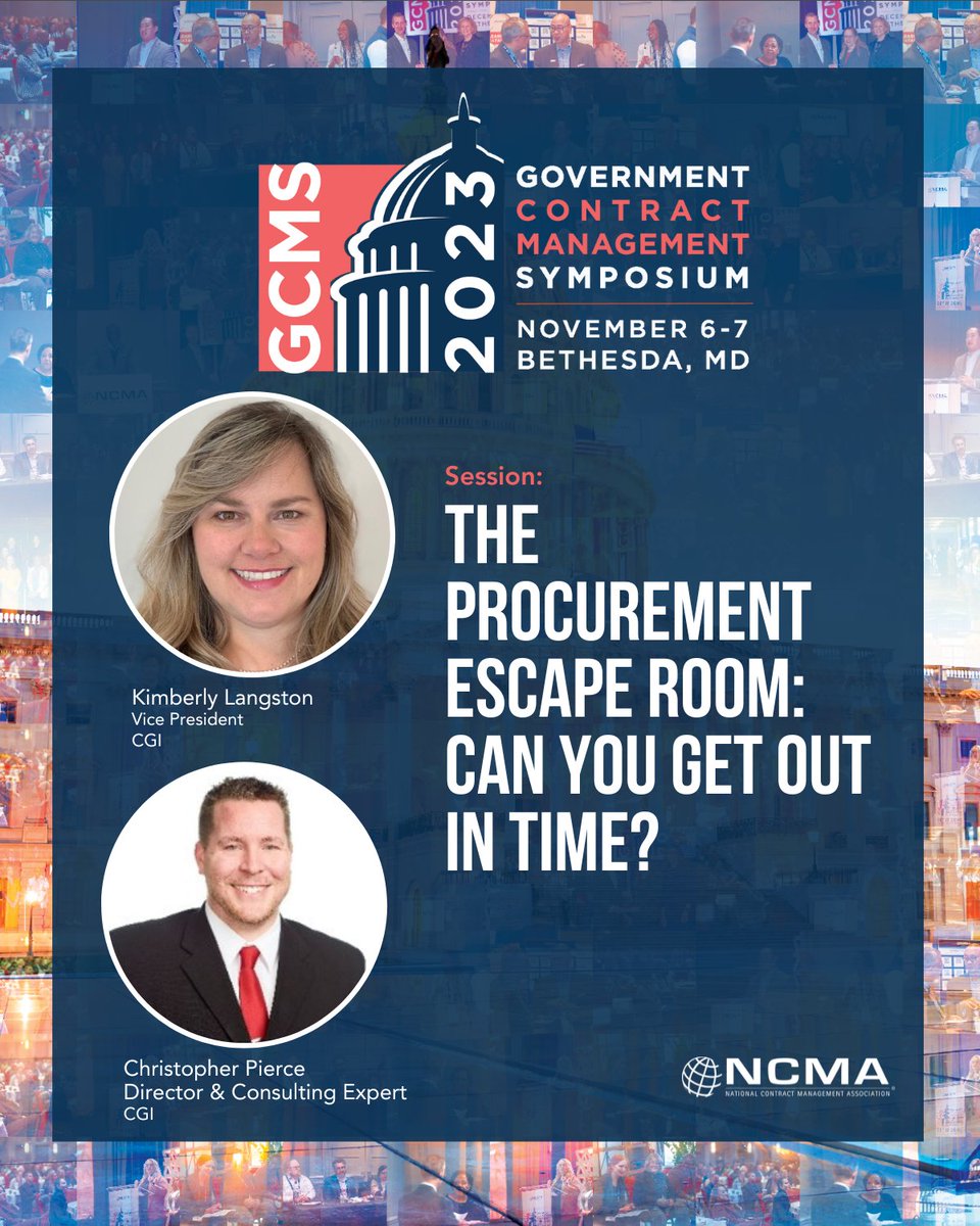 NCMA's tweet image. #GCMS2023 in Bethesda, MD, is the perfect place to hone your government contract management skills with sessions from thought leaders, networking opportunities and roundtable discussions. Join us on Nov 6-7 and register now. Early bird pricing ends 10/16. ncmahq.org/gcms
