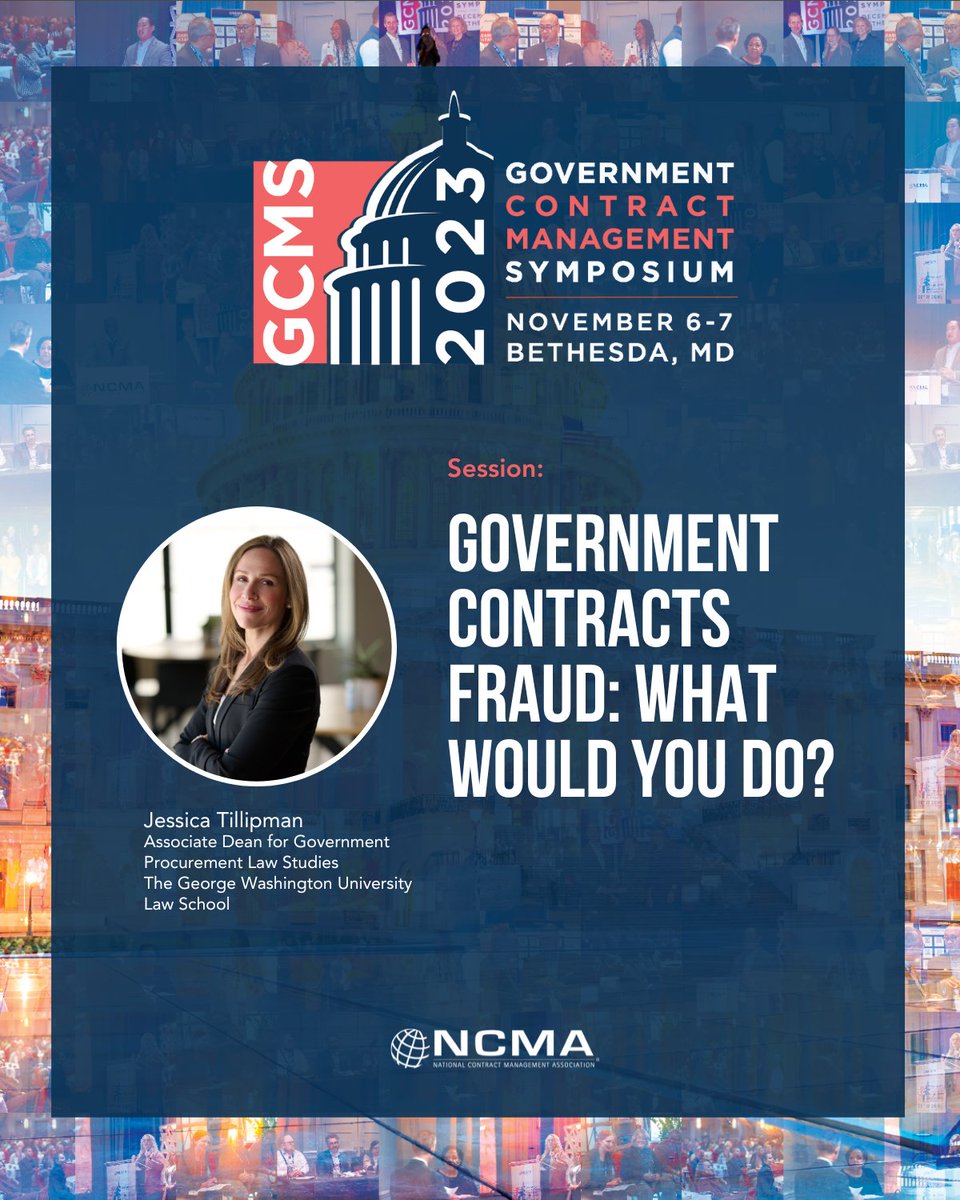 NCMA's tweet image. #GCMS2023 in Bethesda, MD, is the perfect place to hone your government contract management skills with sessions from thought leaders, networking opportunities and roundtable discussions. Join us on Nov 6-7 and register now. Early bird pricing ends 10/16. ncmahq.org/gcms