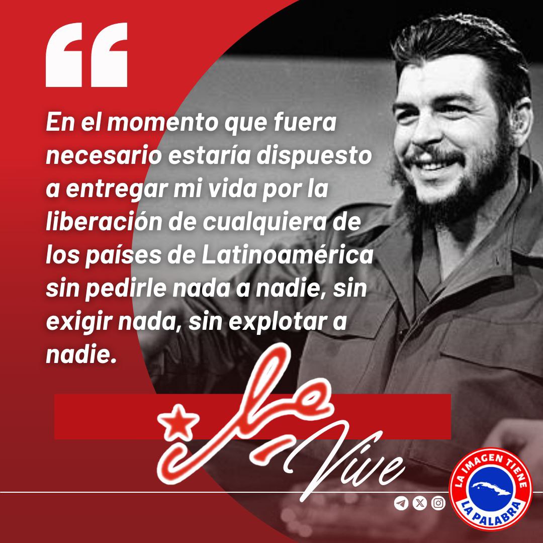 El 8 de octubre de 1967, con su fusil inutilizado cae prisionero, el #CheVive, la orden del crimen llega el día 9 desde EE.UU.
#Cuba lo honra.