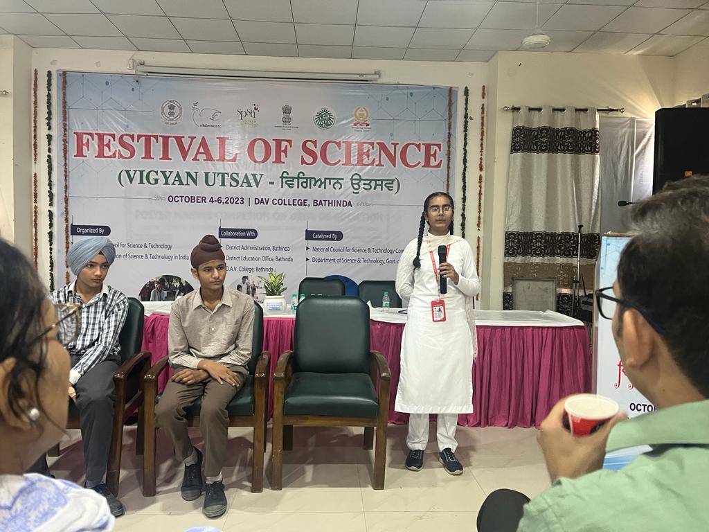 PSCST_GoP's tweet photo. In a special session during the #FestivalofScience, the meritorious students of #SchoolofEminence Bathinda shared their joyous experience of witnessing the live launch of @isro satellites #Chandrayaan3, #PSLVC56 & #AdityaL-1 from #Sriharikota facilitated by @PSCST_GoP https://t.co/RPC9GALxkp