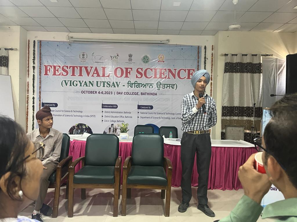 PSCST_GoP's tweet photo. In a special session during the #FestivalofScience, the meritorious students of #SchoolofEminence Bathinda shared their joyous experience of witnessing the live launch of @isro satellites #Chandrayaan3, #PSLVC56 & #AdityaL-1 from #Sriharikota facilitated by @PSCST_GoP https://t.co/RPC9GALxkp