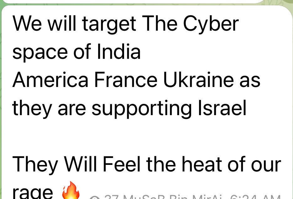 FalconFeedsio's tweet photo. Several hacker groups, including Sylhet Gang, Garnesia Team, Panoc Team, and Ganosec, are launching DDoS attacks on Indian government websites as a response to India’s support for Israel. The official site of the Delhi government was among those targeted.

NB: Sites are up and active

#Cyberattack #France #India #Israel #Israel