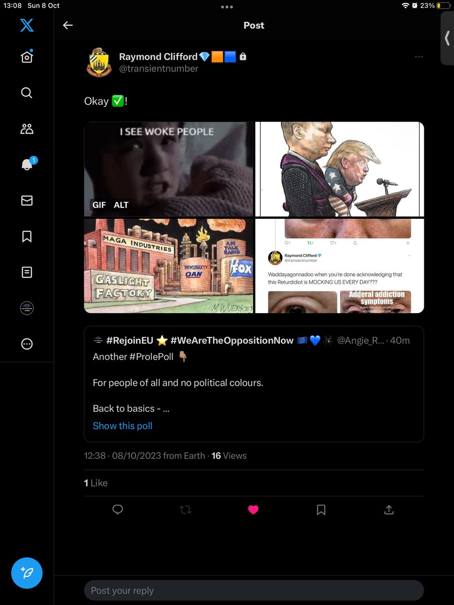 Angie_RejoinEU's tweet photo. @transientnumber You can ‘quote’ my post. 
But I can’t RP Reply or bookmark yours? 🤔
I’ll have to work harder to get to grips with the new X #Algobots ?
You appear to be a kindred spirit, but who knows !
@transientnumber https://t.co/oRI7oq04Hx