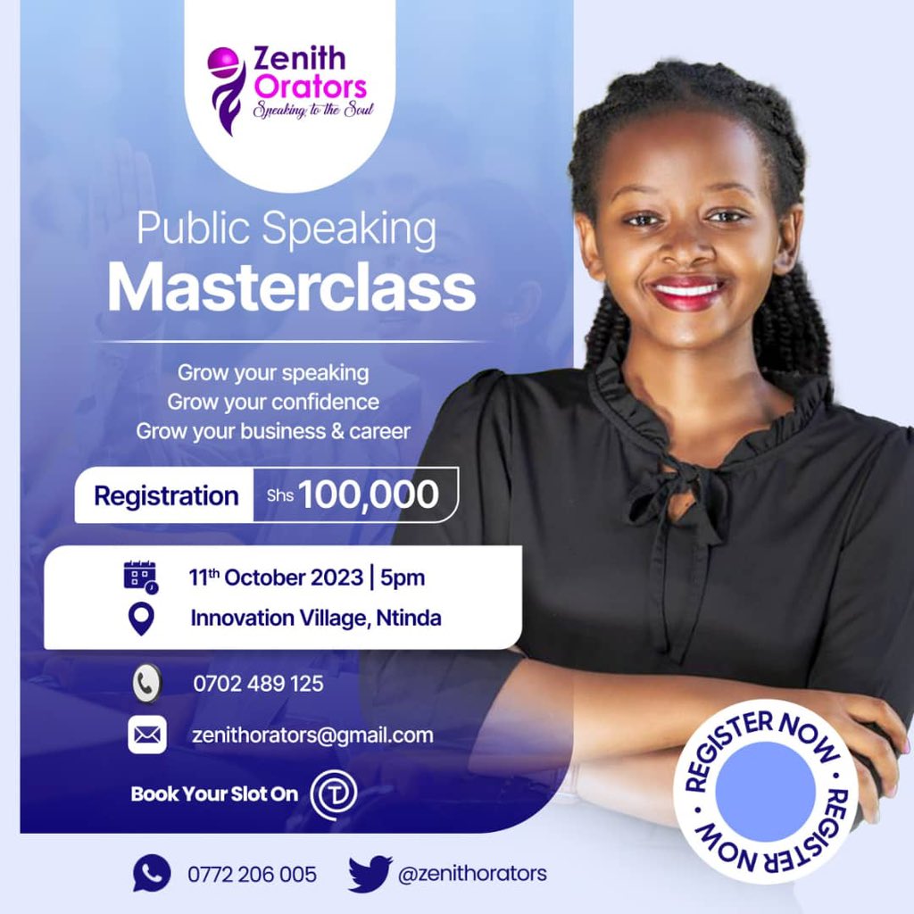 Here’s to a journey into an art of public speaking.🎤 One Master Class. 11th October | @TheVillageUG 📍Sign up here: tubayo.com/events/64ec7fd Check out the first cohort testimonies👇 —@zenithorators @Shivanlinda1 @Mizzflav