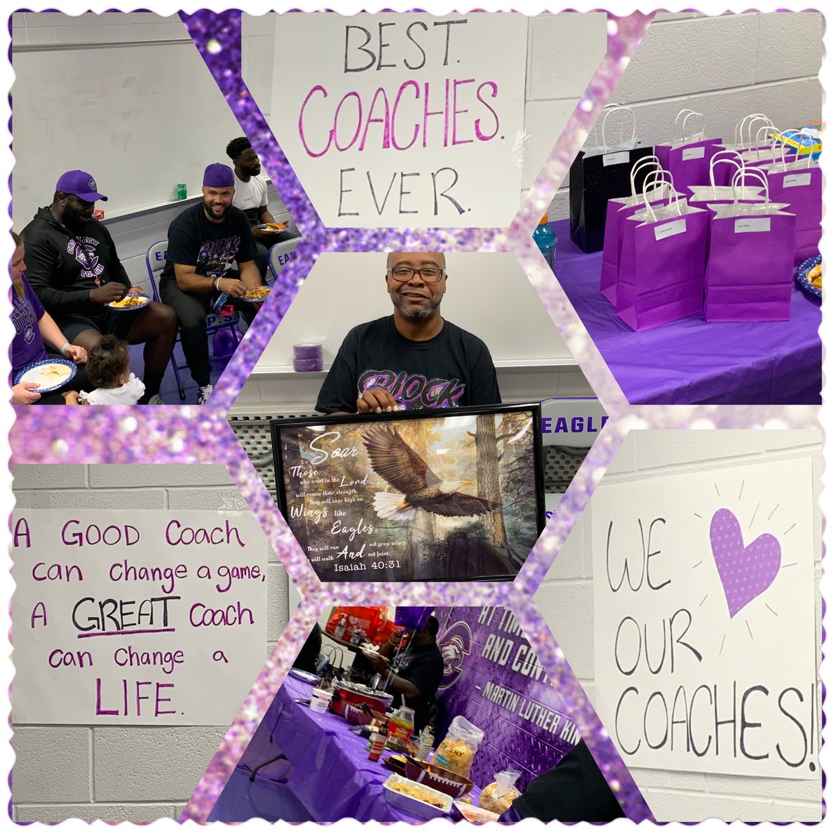 Foncelle74's tweet photo. Not only was it National Coaches Day Under the Lights but it was our Homecoming and we came out with a big win over Chism Trail 49-3! G and Way to go Eagles 🏈🦅📣💜🩶🖤🤍
#CrowleyTough🦅
#CrowleyPrideUnified
#LifeWithCoach https://t.co/3WN2413o3j