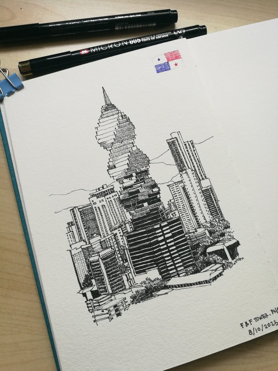 heyqids's tweet photo. Day 8. F & F Tower, Panama.
2nd slide. I've drawn the same tower on jan 2023 (right) and the latest one (left) which is today.
#pensketch #inktober2023 #architober https://t.co/79CotUHYJb