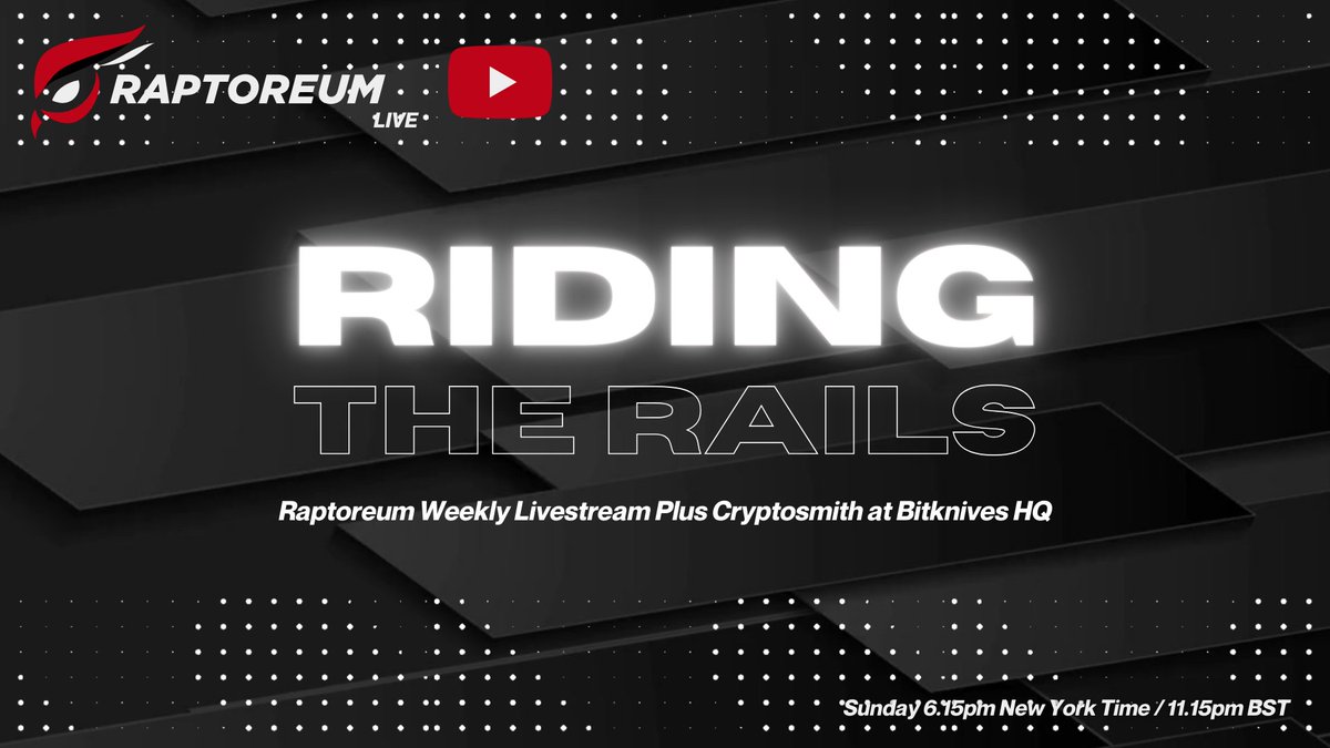 القادم يوم الأحد: #Raptoreum التحديث الأسبوعي  + ستريم كريبتو سميث 
بعنوان:   RIDING THE RAILS
التوقيت المحلي + رابط البث المباشر :
youtube.com/live/obPo1IQo9…

#دبي #السعودية #تعدين #كريبتو