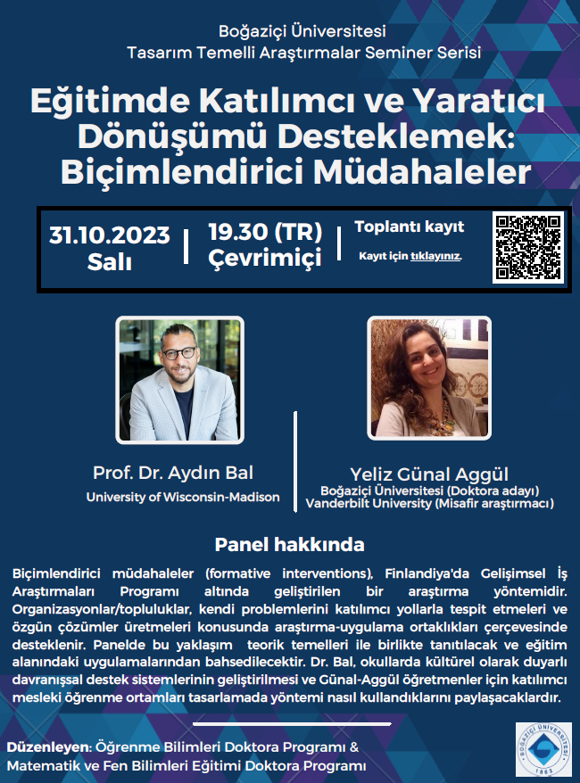 DilerOnr's tweet photo. Tasarım Temelli Araştırmalar Seminer Serisi /DBR Seminar Series: Biçimlendirici Müdahaleler / Formative Interventions

Kayıt için https://t.co/iwIeGpnWpN https://t.co/mBLXQZSnpG