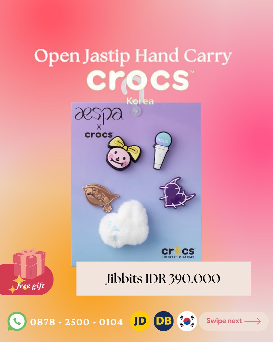 jastipdok's tweet photo. 𝗢𝗽𝗲𝗻 𝗝𝗮𝘀𝘁𝗶𝗽 𝗛𝗮𝗻𝗱 𝗖𝗮𝗿𝗿𝘆 𝗯𝘆 @𝗷𝗮𝘀𝘁𝗶𝗽.𝗱𝗼𝗸 🇰🇷
CROCS x AESPA 
✅ Sandals IDR 2.190.000
✅ Jibbits IDR 390.000 
✅ Bundling IDR 2.500.000 

WA 0878-2500-0104 
#AESPA #jastipcrocs #jastipaespa #wtsaespa https://t.co/KduXZhzeHD