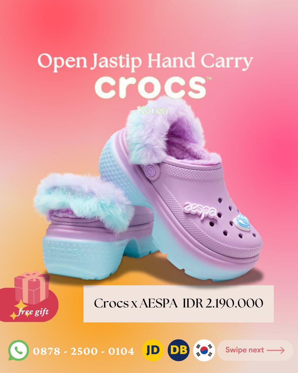 jastipdok's tweet photo. 𝗢𝗽𝗲𝗻 𝗝𝗮𝘀𝘁𝗶𝗽 𝗛𝗮𝗻𝗱 𝗖𝗮𝗿𝗿𝘆 𝗯𝘆 @𝗷𝗮𝘀𝘁𝗶𝗽.𝗱𝗼𝗸 🇰🇷
CROCS x AESPA 
✅ Sandals IDR 2.190.000
✅ Jibbits IDR 390.000 
✅ Bundling IDR 2.500.000 

WA 0878-2500-0104 
#AESPA #jastipcrocs #jastipaespa #wtsaespa https://t.co/KduXZhzeHD