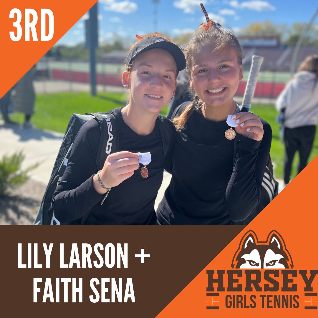 Congrats Lily Larson + Faith Sena on finishing 3rd place at MSL Conference at 1 doubles for the 2nd year in a row.