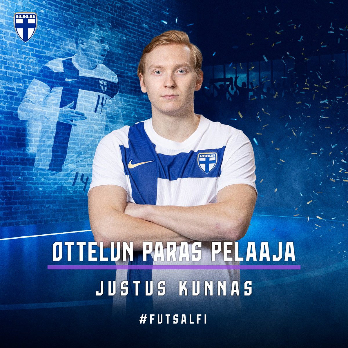 FutsalSuomi's tweet photo. TE ÄÄNESTITTE! | 🇬🇪🆚🇫🇮 | Georgia–Suomi -ottelun 𝐩𝐚𝐫𝐚𝐬 𝐩𝐞𝐥𝐚𝐚𝐣𝐚 on JUSTUS KUNNAS! 🔝🔥

Kunnaksen tykki puhui eilen kertaalleen, tätä lisää! 💪

🥇 Justus Kunnas 37 %
🥈 Lassi Lintula 14 %
🥉 Tero Intala &amp; Iiro Vanha 12 %

#Futsalfi #FutsalWC #GEOFIN #MeOlemmeSuomi https://t.co/xBtjTo0FSK